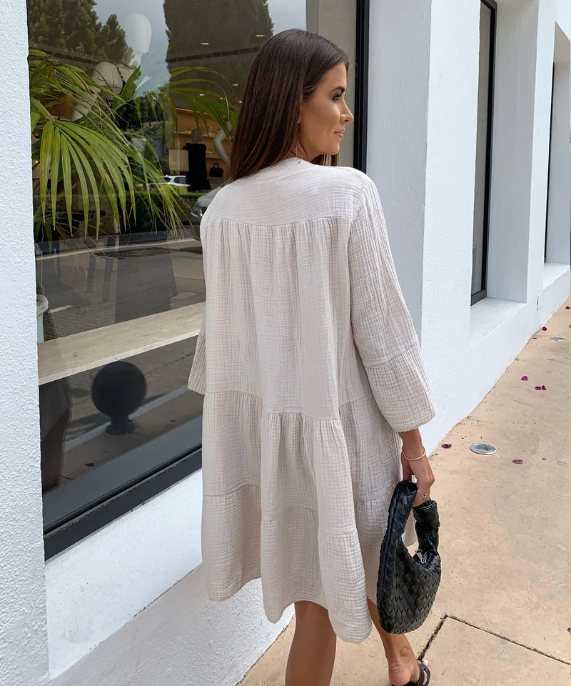Musselin Kleid Alejandra Beige