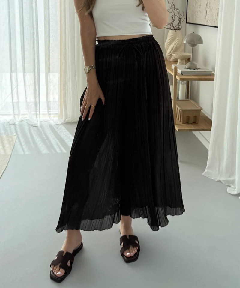Plissee Hose Mira Schwarz