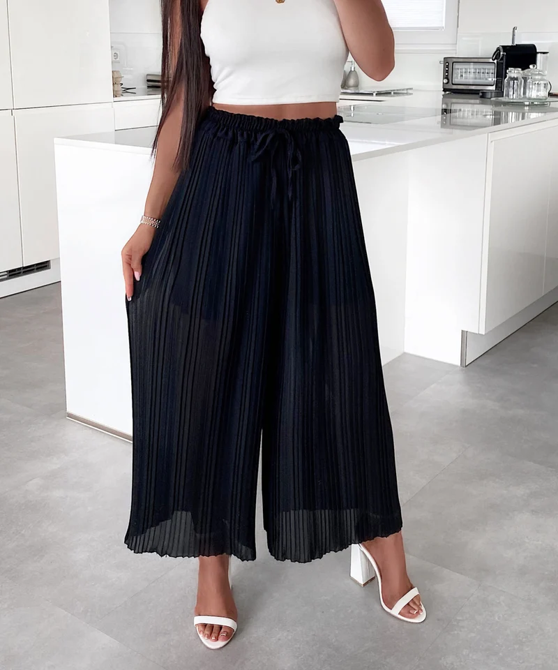 Plissee Hose Mira Schwarz