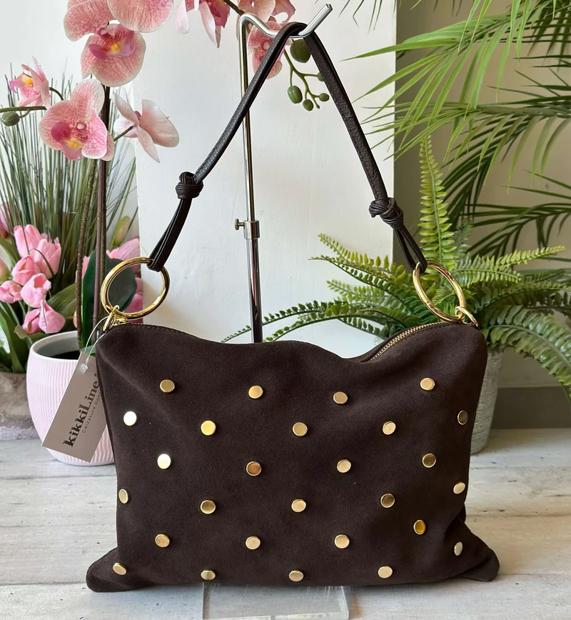 Borsa Rettangolare con Borchie Dorate a Busta a Spalla GAIA