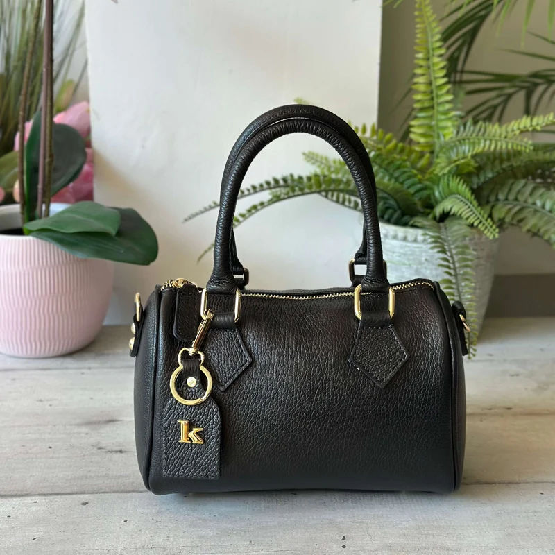 Borsa a Bauletto K Vera PELLE Nera Valigetta con Tracolla CLIO