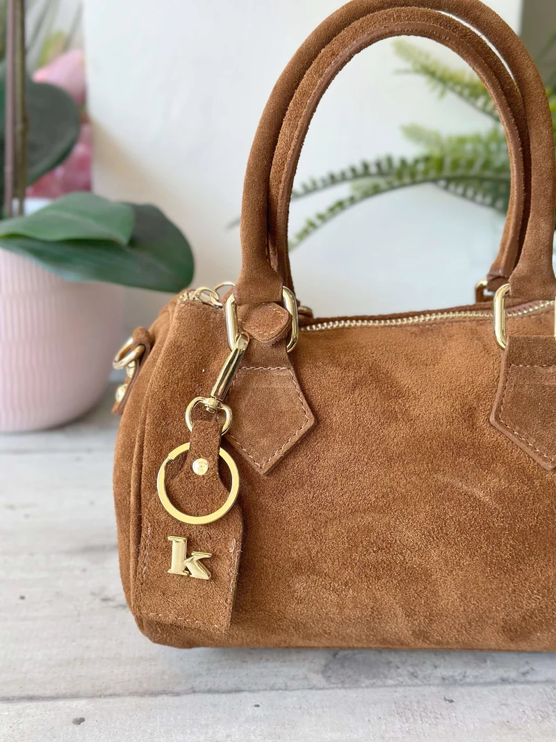 Borsa a Bauletto K Vera PELLE SCAMOSCIATA Cuoio Valigetta con Tracolla CLIO