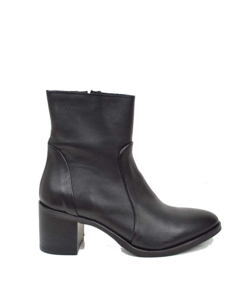 Stivaletti alla Caviglia Eleganti Classici in Vera Pelle Tacco Largo 6 Centimetri