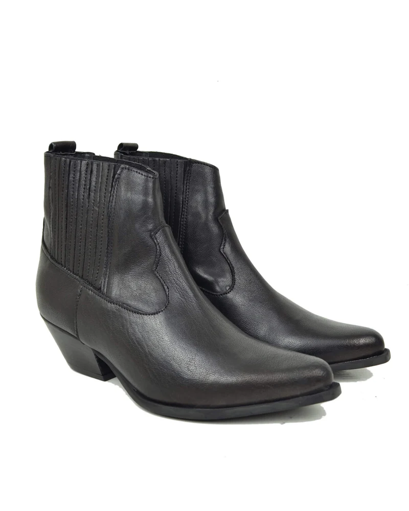 Stivaletti Texani Beatles Pelle Nera Tacco 5 Cm Perfetti da Pantalone Bassi Caviglia