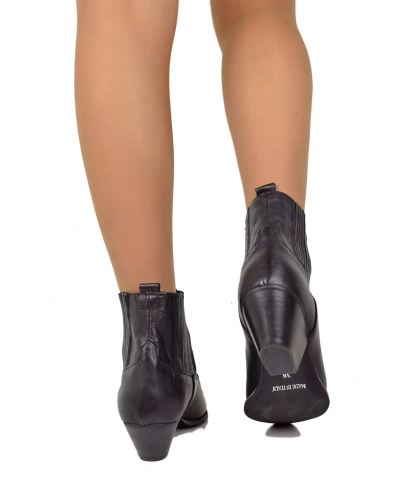 Stivaletti Texani Beatles Pelle Nera Tacco 5 Cm Perfetti da Pantalone Bassi Caviglia