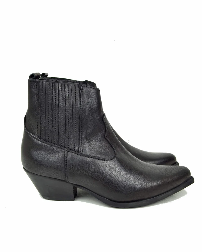 Stivaletti Texani Beatles Pelle Nera Tacco 5 Cm Perfetti da Pantalone Bassi Caviglia