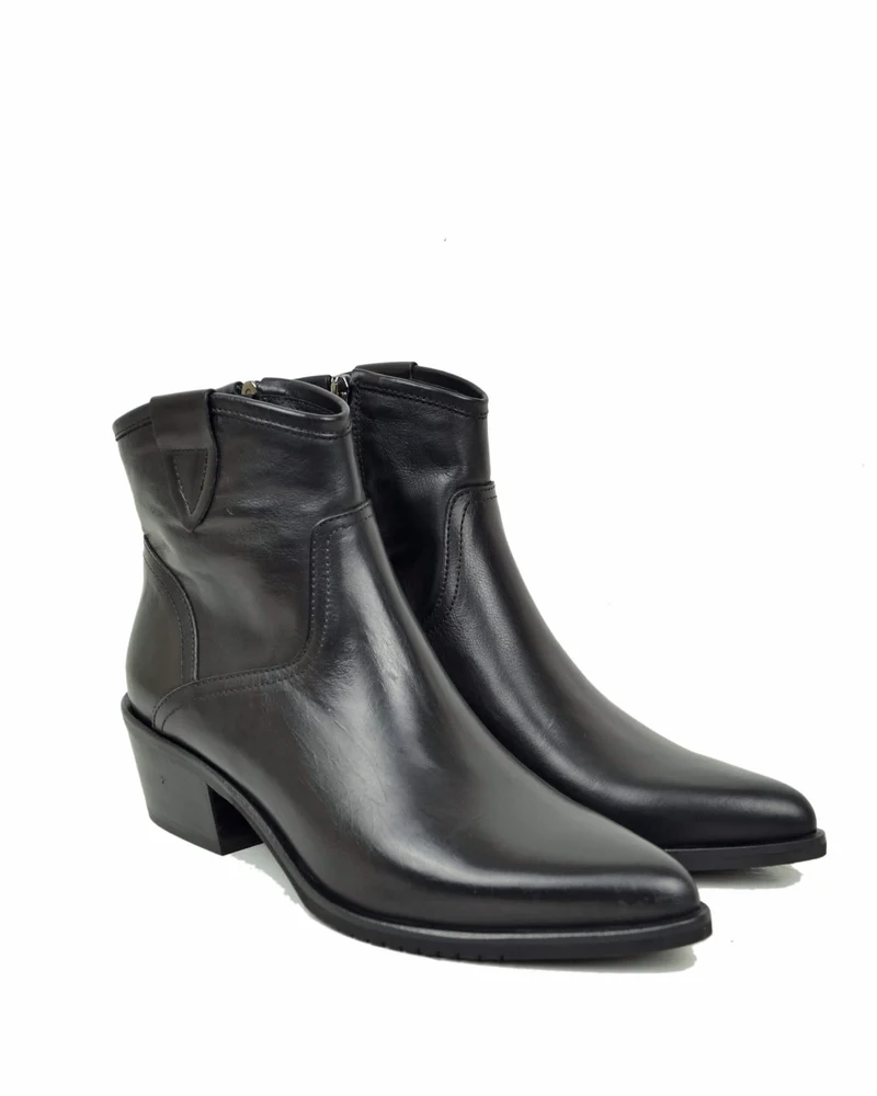 Stivaletti Texani Bassi alla Caviglia Eleganti con Tacco 5 Cm Vera Pelle MADE IN ITALY