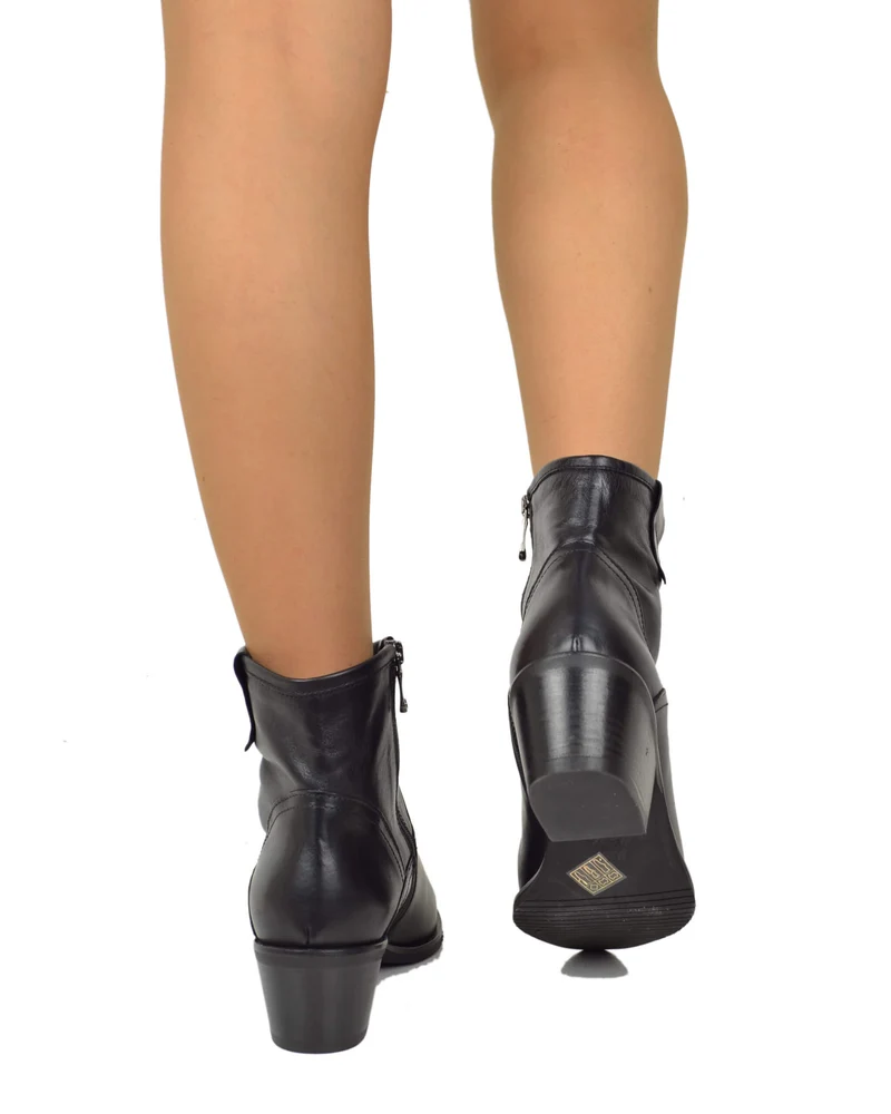 Stivaletti Texani Bassi alla Caviglia Eleganti con Tacco 5 Cm Vera Pelle MADE IN ITALY