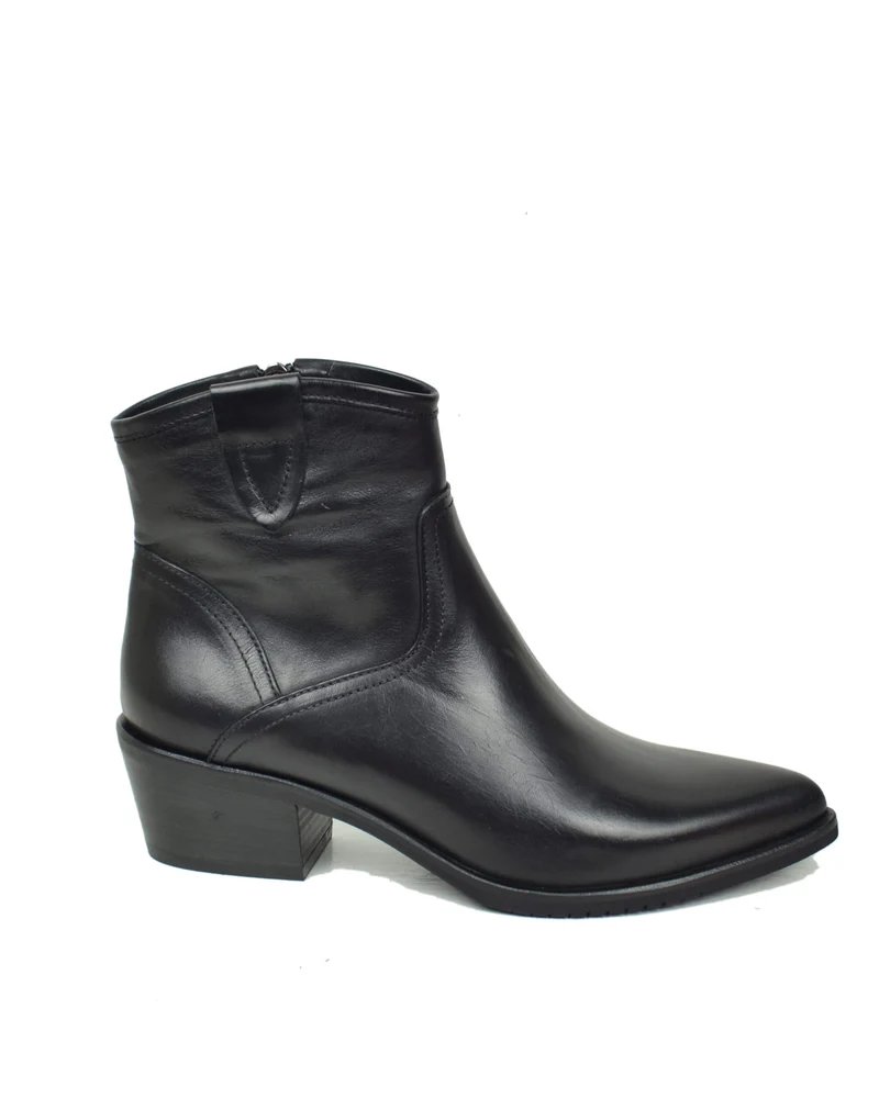 Stivaletti Texani Bassi alla Caviglia Eleganti con Tacco 5 Cm Vera Pelle MADE IN ITALY