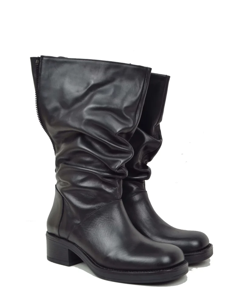 Biker Polpacci Forti Gambale Largo XL Vera Pelle Neri Zip Regolabile