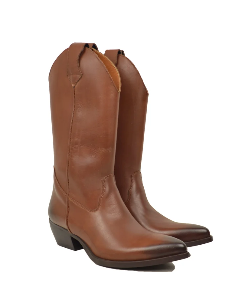 Texani VERA PELLE Made in Italy Stivali da Cowboy Cuoio Lisci Camperos