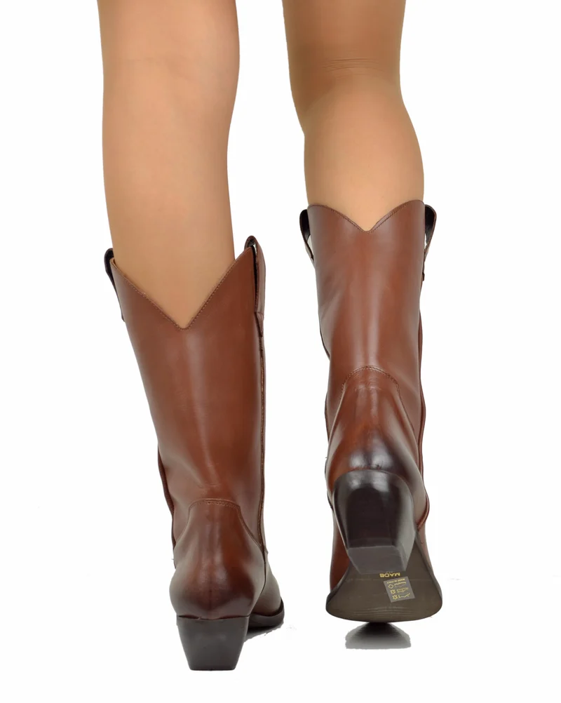 Texani VERA PELLE Made in Italy Stivali da Cowboy Cuoio Lisci Camperos