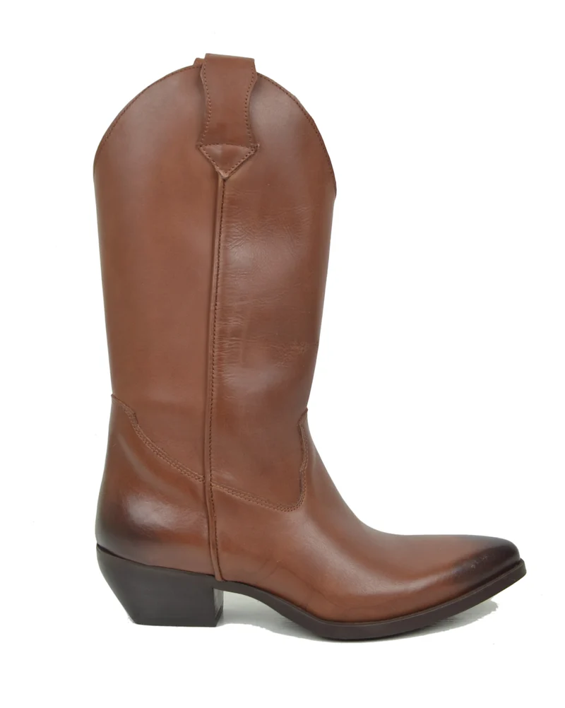 Texani VERA PELLE Made in Italy Stivali da Cowboy Cuoio Lisci Camperos
