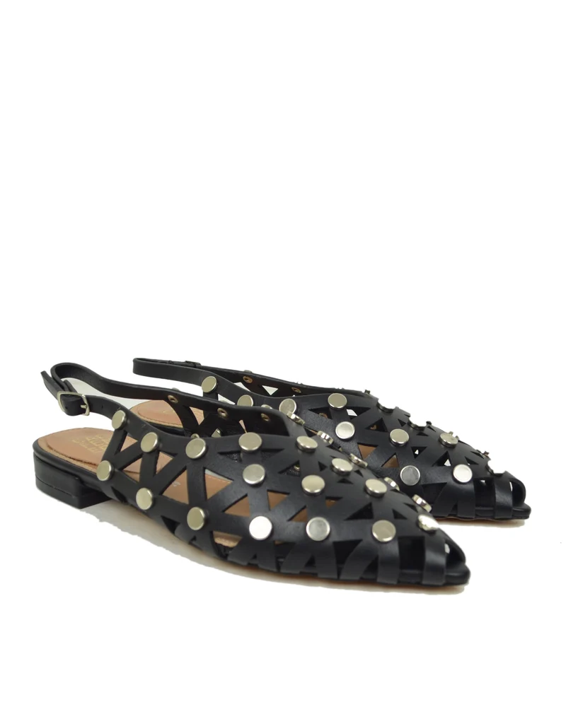 Slingback Donna Traforata con Borchiette Morbida Caffènero