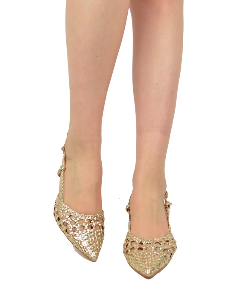 Slingback Caffènero Intrecciate Tacco 6 cm Scarpe da Cerimonia Platino