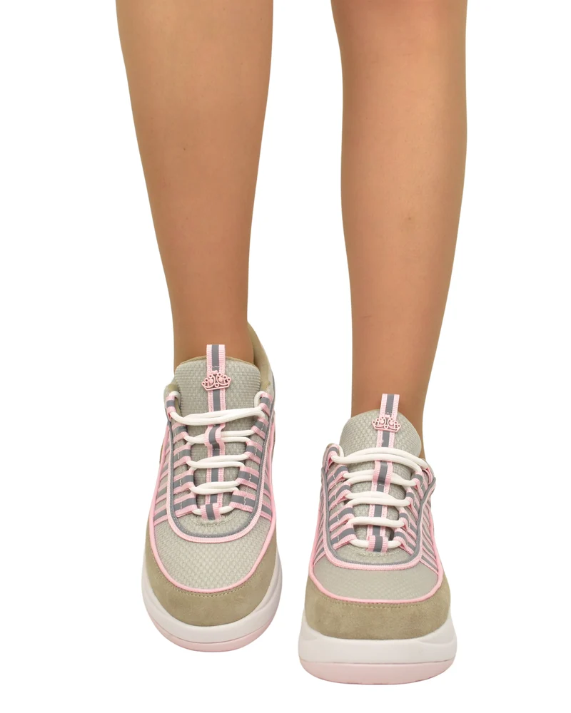 Sneakers Fornarina Bubble Lacci Platform Zeppa UP SAND Rosa Originali stile anni 90