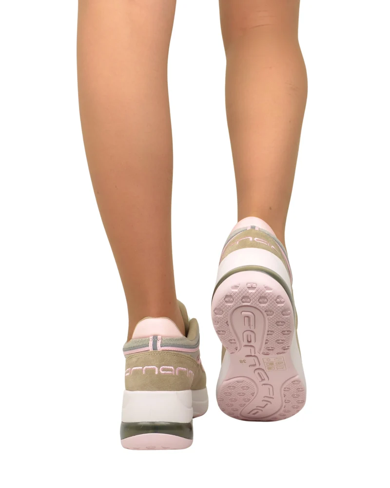 Sneakers Fornarina Bubble Lacci Platform Zeppa UP SAND Rosa Originali stile anni 90