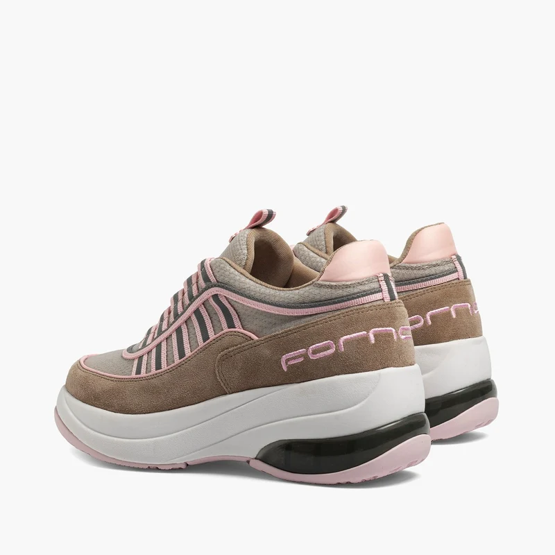 Sneakers Fornarina Bubble Lacci Platform Zeppa UP SAND Rosa Originali stile anni 90