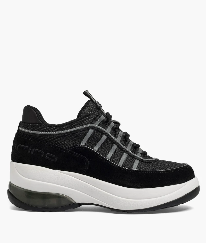 Sneakers Fornarina Bubble Lacci Platform Zeppa UP BLACK Originali stile anni 90