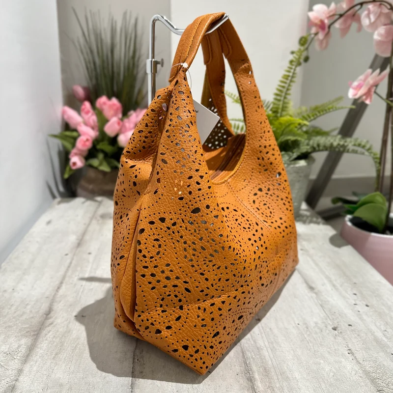 Borsa Traforata similpelle con Borsello e Tracolla Inclusi All'interno Cuoio BRIDGET
