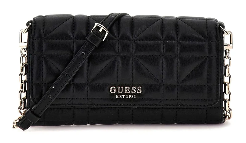 GUESS Umhängetasche Damen ASSIA Crossbody Flap Organizer Schwarz HWQG8499790‑BLA