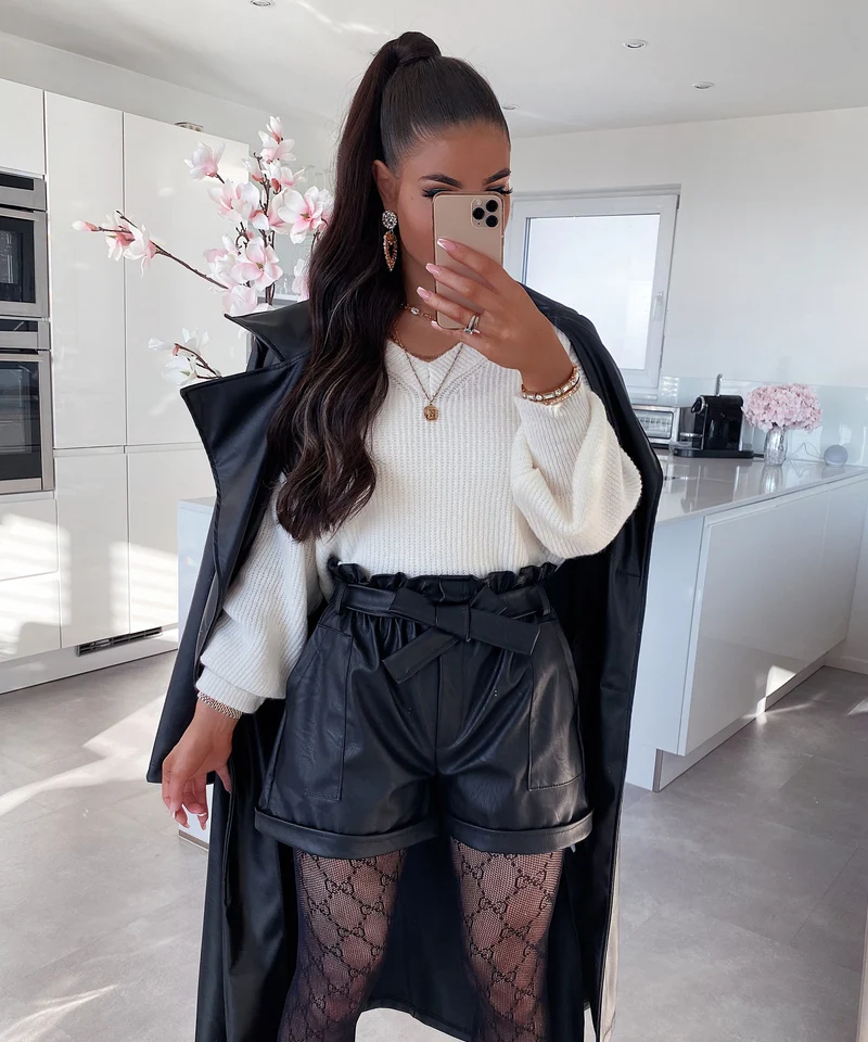 Leder Shorts Malaysia Schwarz