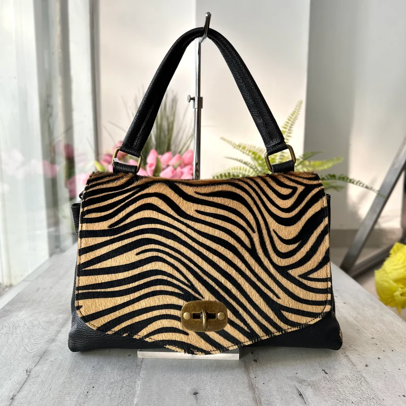 Borsa a Valigetta a Mano Tracolla interna Dettagli Cavallino Zebra