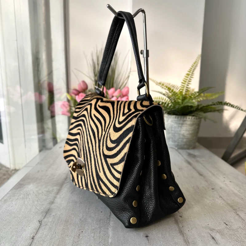 Borsa a Valigetta a Mano Tracolla interna Dettagli Cavallino Zebra