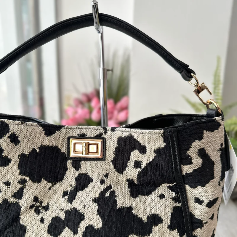 Borsa Valigetta Muccata Morbida in Tessuto Animalier Tracolla Interna "MEGAN"
