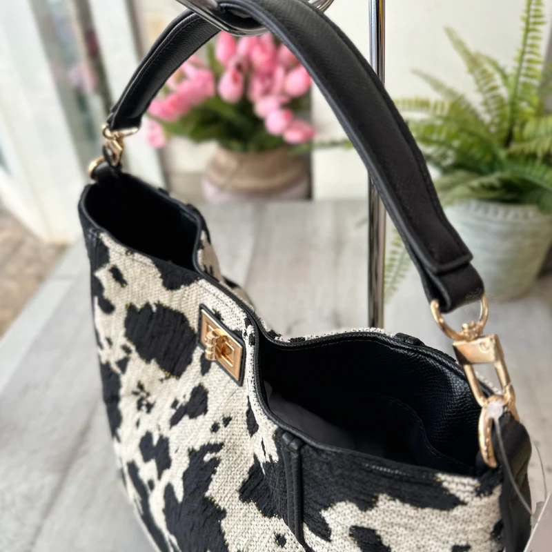 Borsa Valigetta Muccata Morbida in Tessuto Animalier Tracolla Interna "MEGAN"
