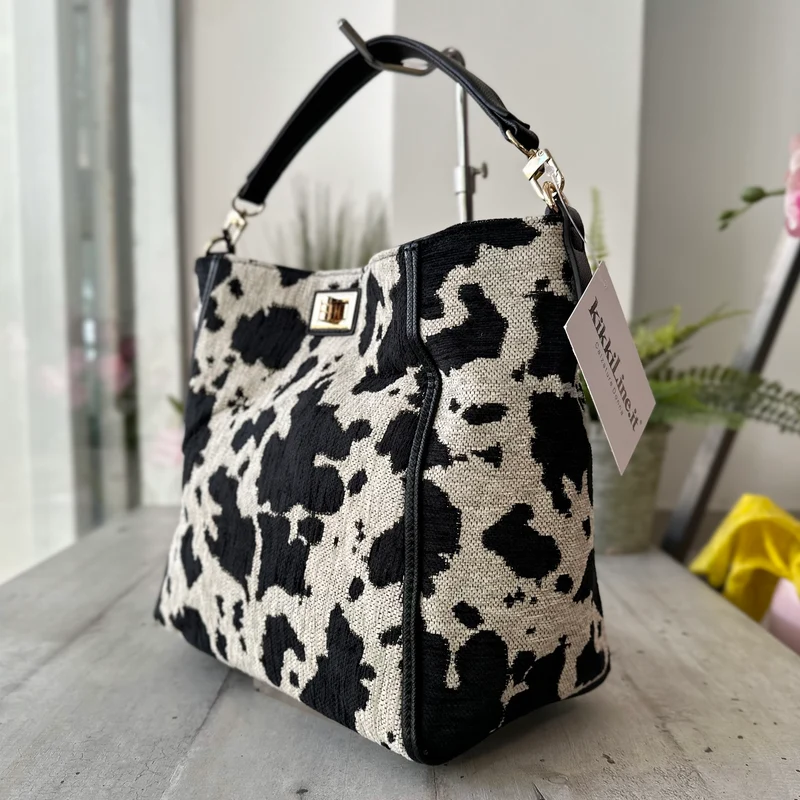 Borsa Valigetta Muccata Morbida in Tessuto Animalier Tracolla Interna "MEGAN"