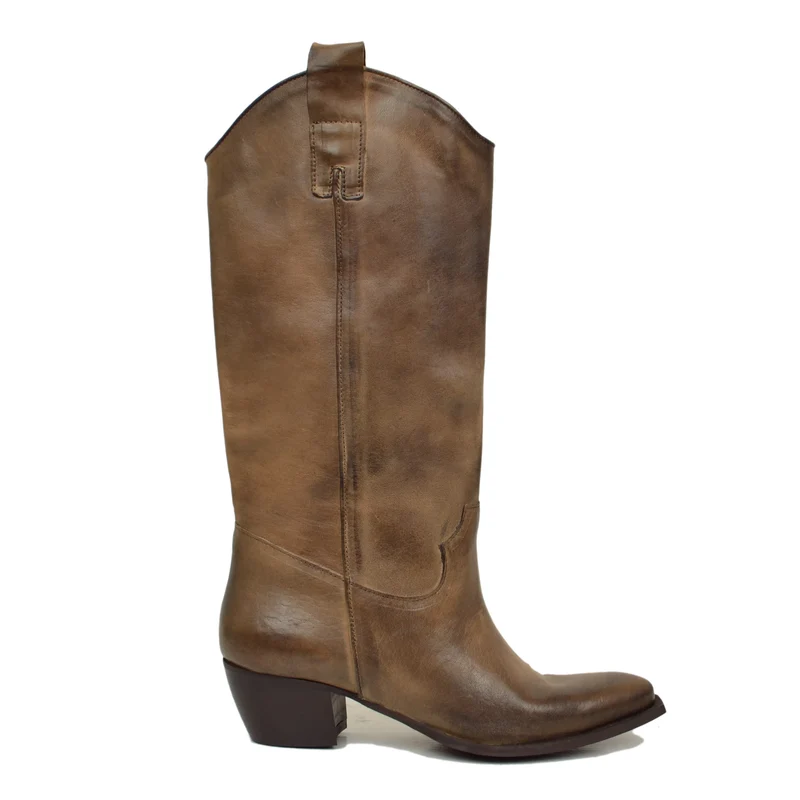 Texani Grintosi Lisci Fondo Sportivo Tacco 5 cm Pelle Taupe