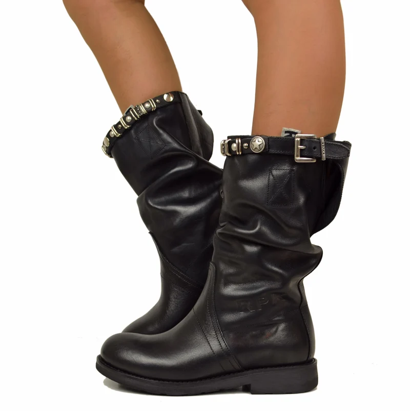 RPK Biker in Vera Pelle con Borchie Gambale Regolabile BK5F