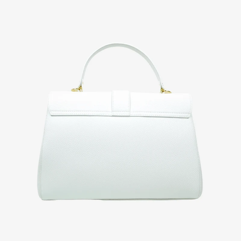 Borsa a Mano Baule Grande Capiente in Pelle Bianca
