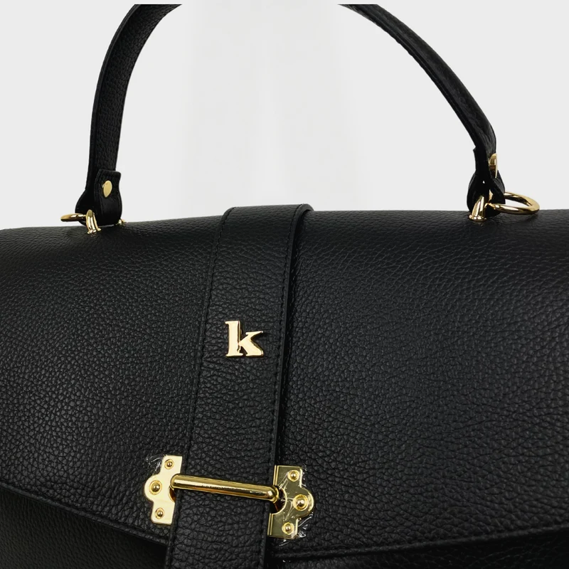 Borsa a Mano Baule Grande Capiente in Pelle Nera