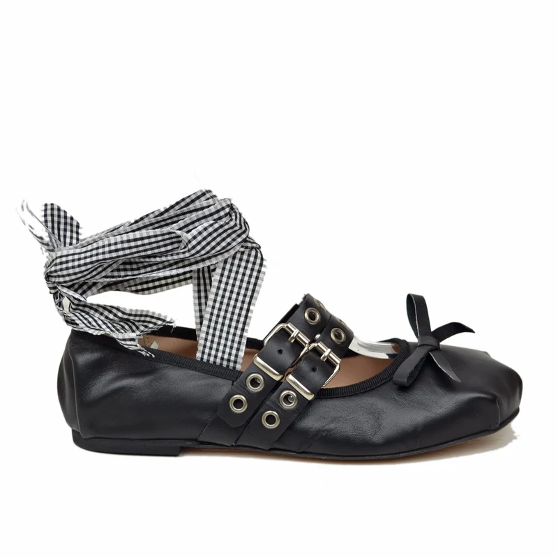 Ballerine Schiava DIVINE FOLLIE color Nero in Pelle Nappa Punta Quadrata