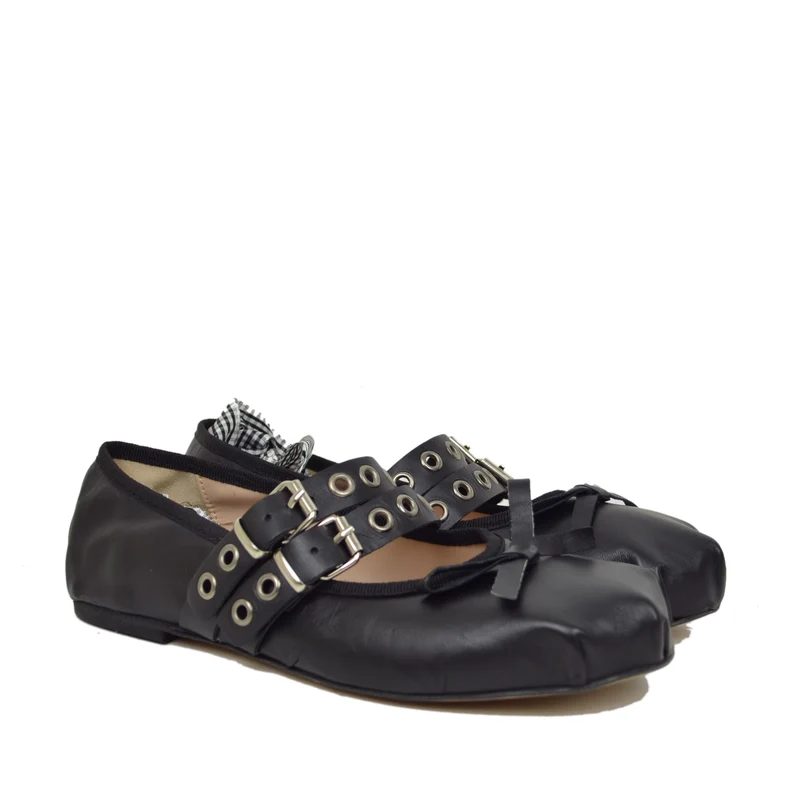 Ballerine Schiava DIVINE FOLLIE color Nero in Pelle Nappa Punta Quadrata