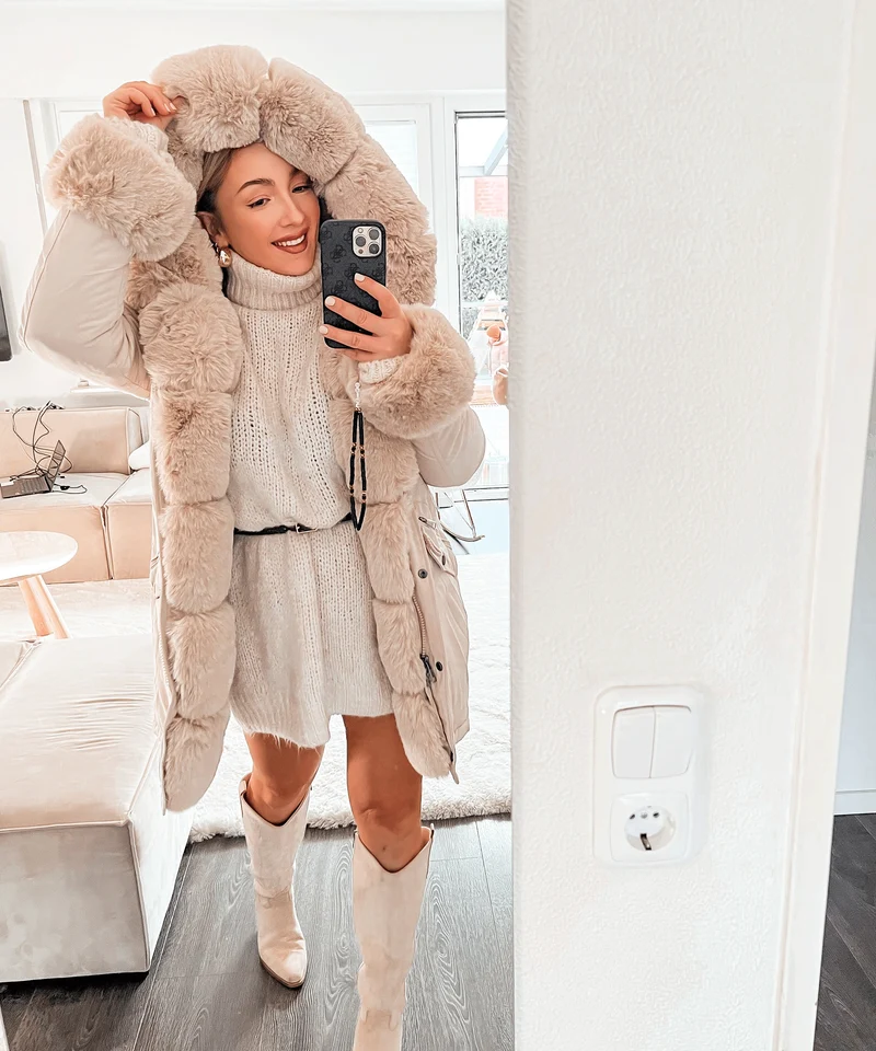 Kunstpelzjacke Glamour Beige