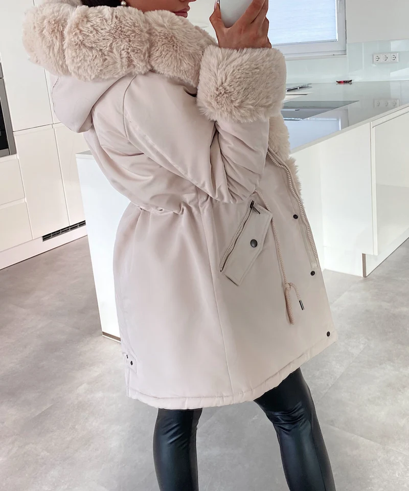 Kunstpelzjacke Glamour Beige