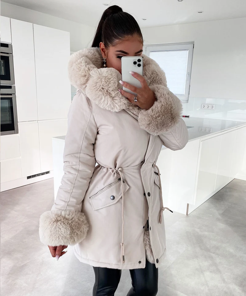 Kunstpelzjacke Glamour Beige