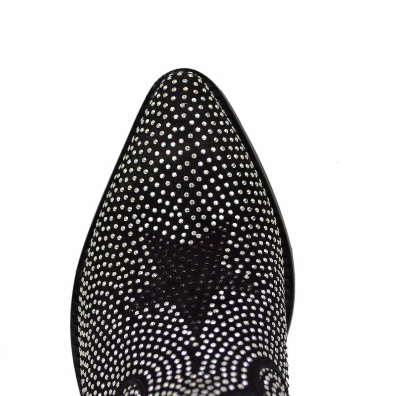 Texanini Tempestati di Strass con Stella Zip Laterale Neri