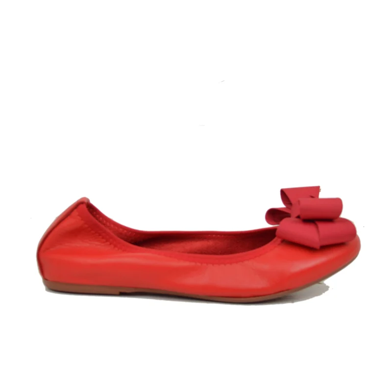 Ballerine Donna Rosse con Fiocco Elasticizzate con Zeppetta interna