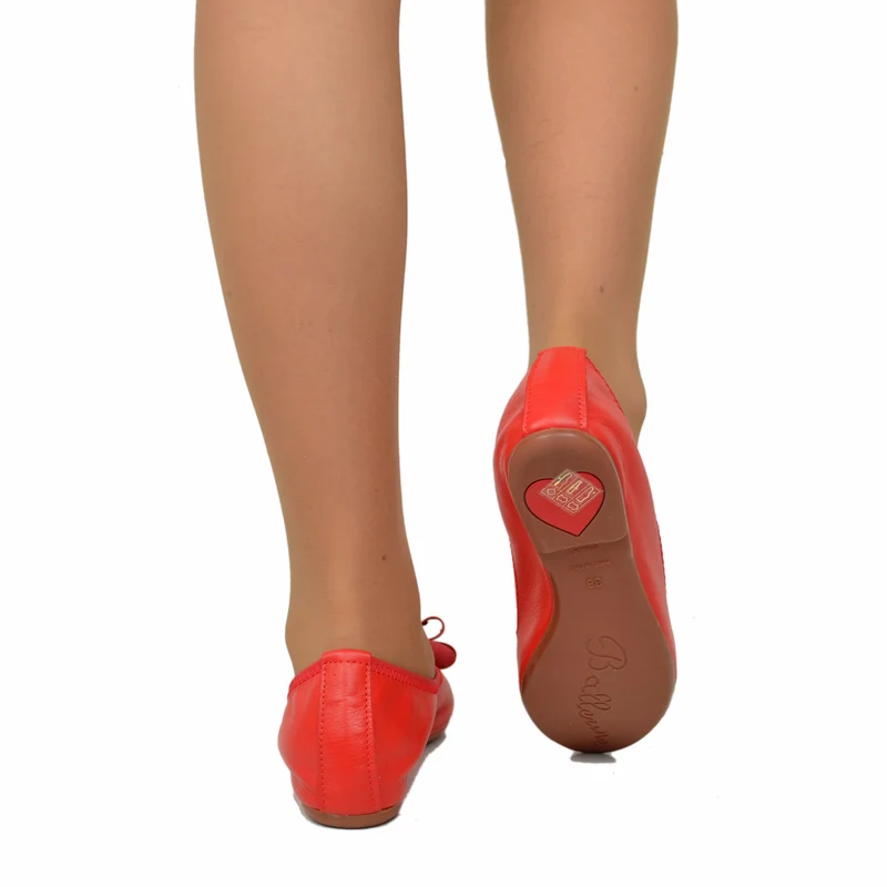 Ballerine Donna Rosse con Fiocco Elasticizzate con Zeppetta interna
