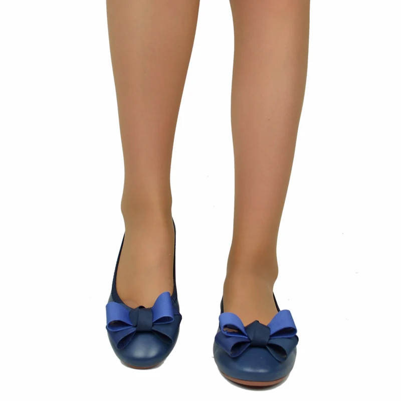 Ballerine Donna Blue con Fiocco Elasticizzate con Zeppetta interna