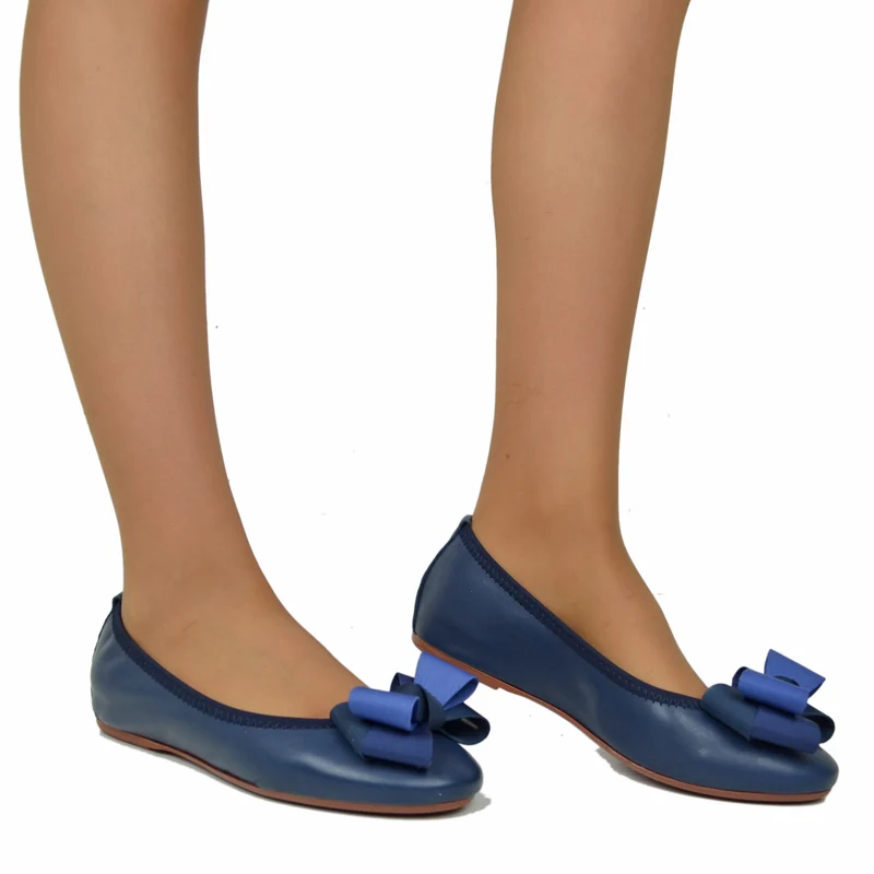 Ballerine Donna Blue con Fiocco Elasticizzate con Zeppetta interna
