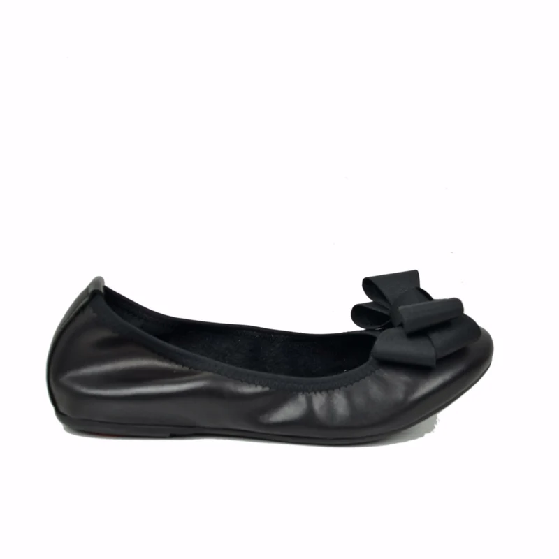 Ballerine Donna Nere con Fiocco Elasticizzate con Zeppetta interna