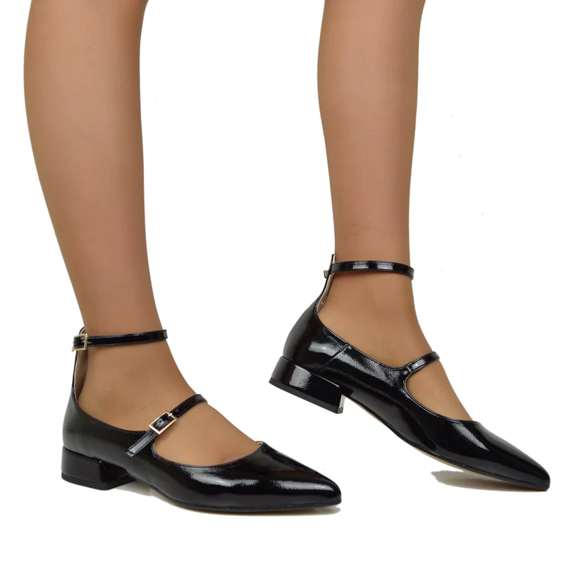 Ballerine Donna a Punta Nere Mary Jane Made in Italy