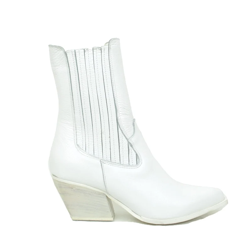 Stivaletti Texani Donna Bianchi in Pelle Elasticizzati Made in Italy