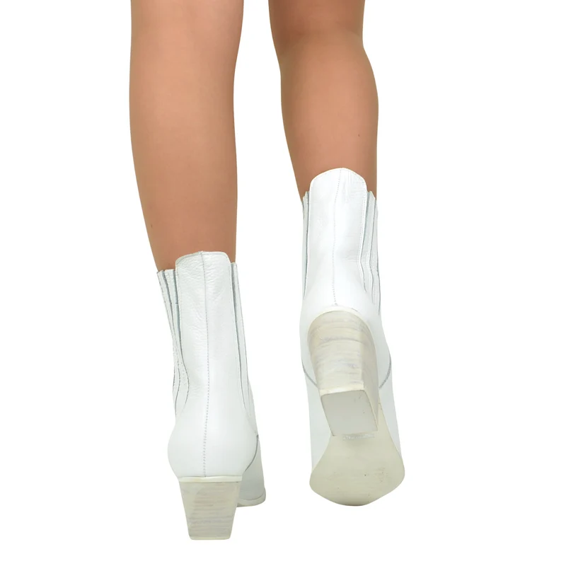 Stivaletti Texani Donna Bianchi in Pelle Elasticizzati Made in Italy