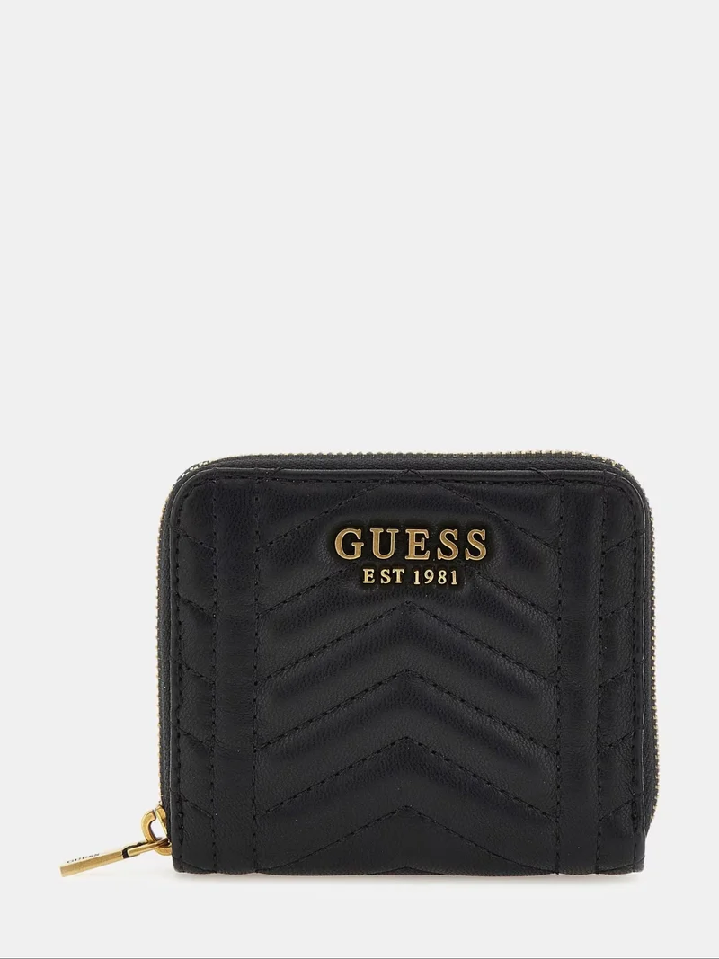 GUESS Geldbörse Damen Lovide SLG Small Zip Around Schwarz SWQB8976370BLA